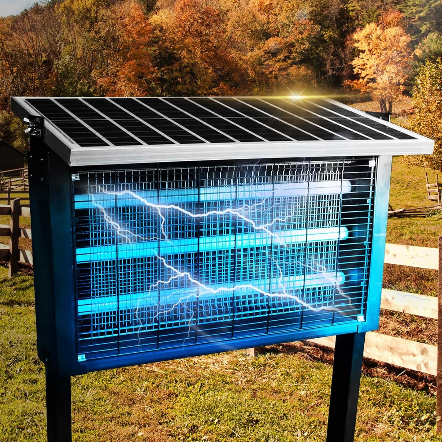 Powerful Large Solar Bug Zapper for 3000 sq.ft with 13FT Extension Cord | Rechargeable Outdoor Mosqutio Killer with 13W Solar Panel, Waterproof Solar Bug Zapper for Patio Garden Backyard RV Camping