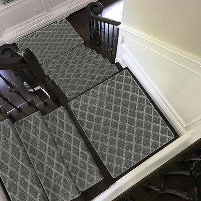 PURE ERA Carpet Stair Treads Tape Free Non Slip Indoor Stair Carpet Stair Protectors Pet-Friendly Non-Slip Skid Resistant Washable Reusable 8" x 30"(2 Pieces,Black)