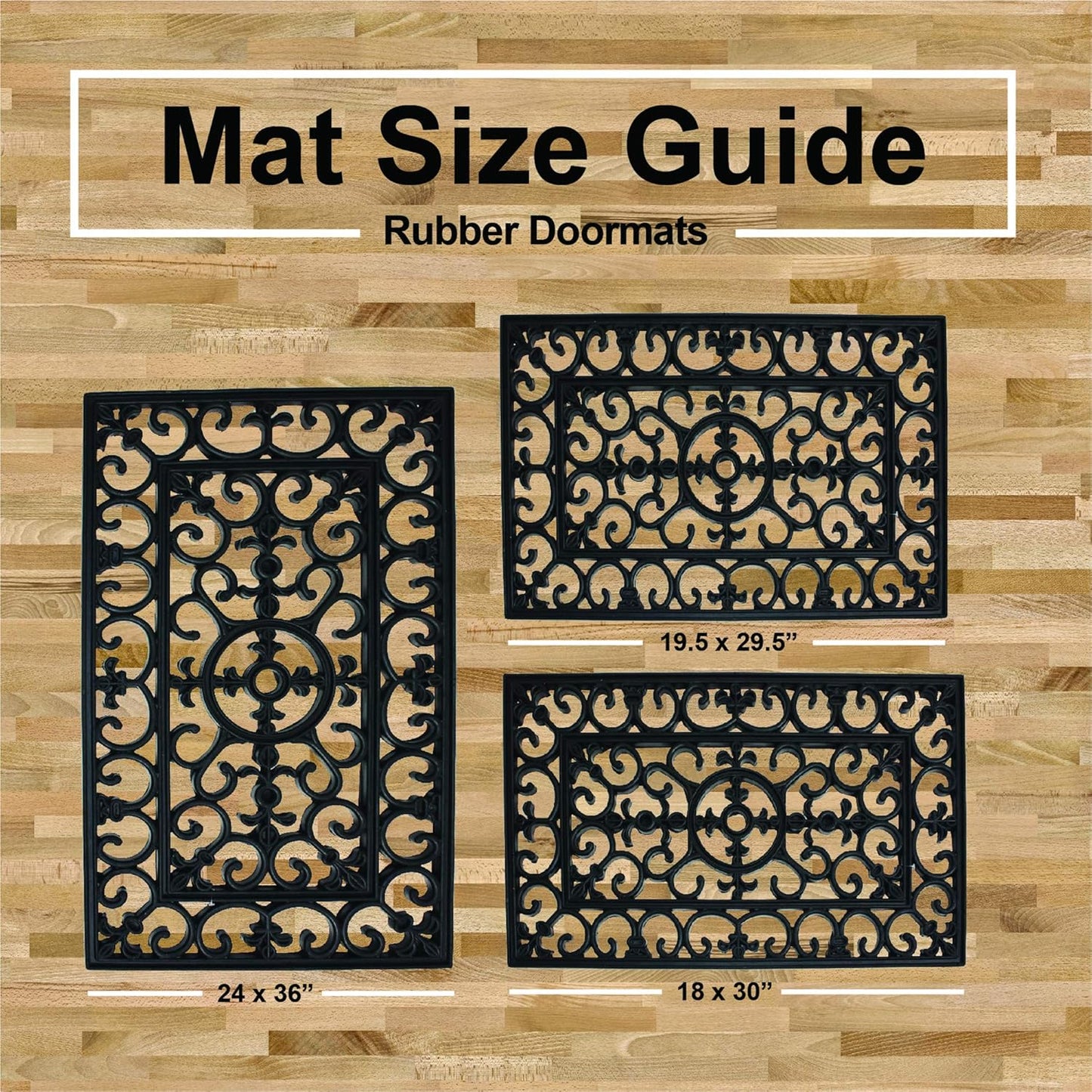 DII Rubber Doormats Collection All Weather, 18x30, Lattice