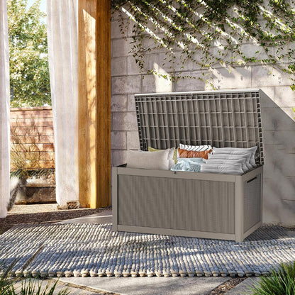 Outdoor Storage Box, 320 Gallon Waterproof Deck Box [Upgraded 3.0], Dual Gas-Spring Ultimate Resin Organizer for King Cushions, Heavy-Duty Lockable Estate Storage Bench, Backyard BBQ, Black