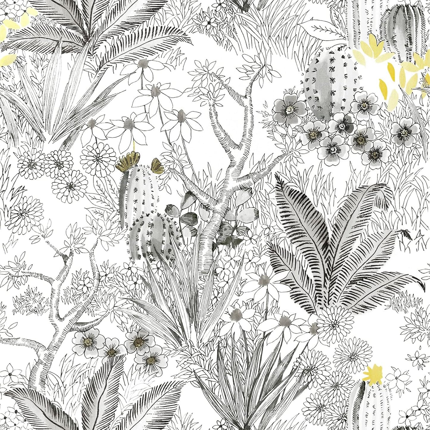 Wudnaye Boho Peel and Stick Wallpaper Catus Wallpaper 17.7" x 118.1"Vintage Floral Wallpapers Peel and Stick Botanical Removable Wall Paper Boho Self Adhesive Contact Paper for Bathroom Cabinets