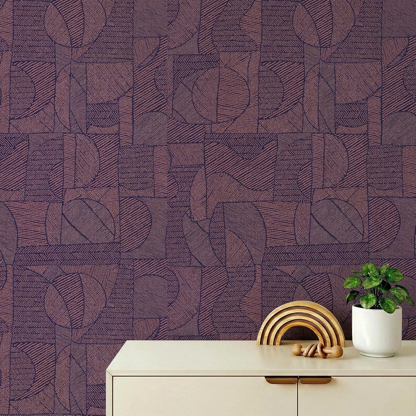 17"x118" Peel and Stick Wallpaper for Renter Friendly, Removable Wallpaper Peel and Stick, Self-Adhesive Textured Contact Paper for Walls, Cabinets, Countertops(Geometric Clay)