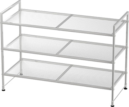 Simple Houseware 3-Tier Stackable Shoes Rack Storage Shelf, Black