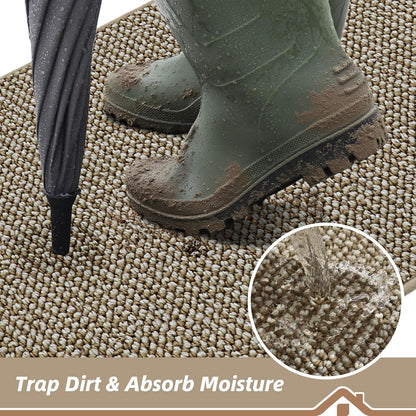 BEQHAUSE Dirt Trapper Door Mat 20" x 32", Non-Slip Washable Doormats Entrance Mat, Dirt Resistant and Absorbent Welcome Mat, Low Profile Floor Mats for Front Back Door and Entryway, Beige