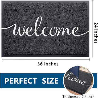 EARTHALL Door Mat Outside Inside Home Doormat, 30"x17.5", Durable Floor Mat Non Slip Mat Ultra Absorb Mud Easy Clean Front Doormat for Garage, Entryway, Patio, High Traffic Areas, Black