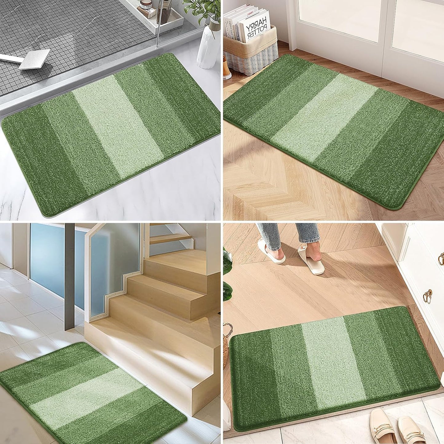 Kitinjoy Indoor Outdoor Door Mat, 32x20 Non-Slip Absorbent Dirt Trapper, Low-Profile Washable Inside Entrance Front Floor Mat, Sturdy Soft Entry Doormats for Entryway, Grey