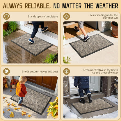 Yimobra Front Door Mat Outside Entrance 29.5x17, Waterproof Heavy Duty Outdoor Mats for Front Door, Non Slip Rubber Entry Mat for Garage Patio Indoor, Grey