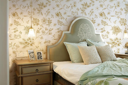 Safiyya Peel and Stick Wallpaper Floral Green and White Leaf Contact Paper for Cabinets 17.3"x 78.7" Self Adhesive Removable Wallpaper for Bathroom Renter Friendly Wall Paper Vinyl Roll