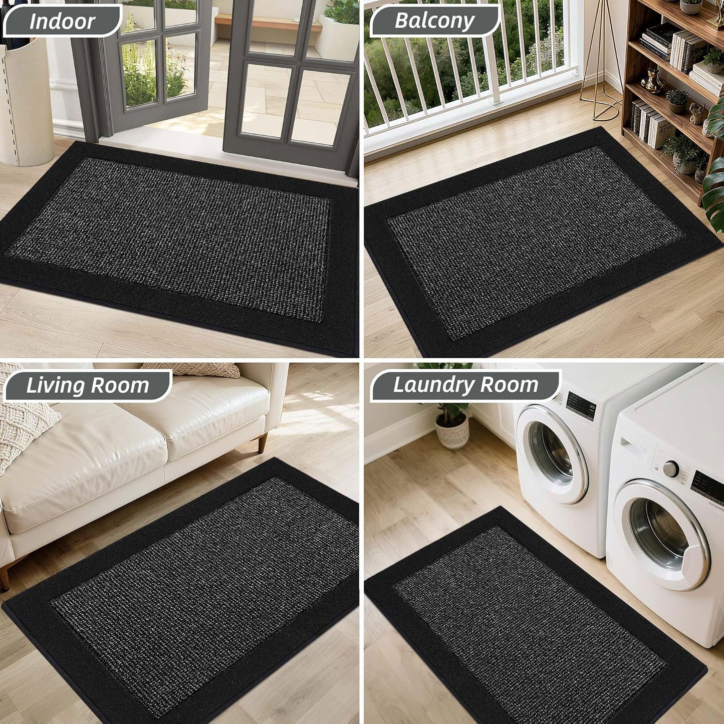 BEQHAUSE Indoor Door Mat 20" x 32", Dirt Trapper Door Mats Non-Slip Entryway Rugs Washable, Resist Dirt Absorbent Welcome Mat, Low Profile Floor Mats for Front Back Door and Entryway, Taupe