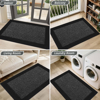 BEQHAUSE Indoor Door Mat 20" x 32", Dirt Trapper Door Mats Non-Slip Entryway Rugs Washable, Resist Dirt Absorbent Welcome Mat, Low Profile Floor Mats for Front Back Door and Entryway, Taupe