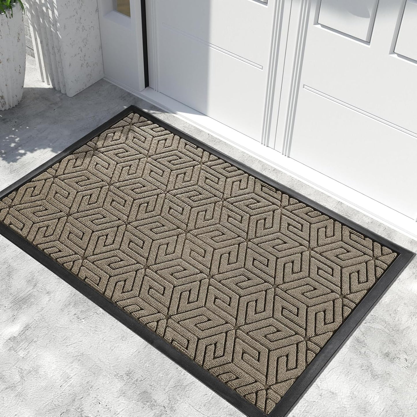 Yimobra Doormat Outdoor Entrance 29.5x17, All-Weather Waterproof Outdoor Mats for Front Door, Non Slip Welcome Door Mat for Patio Proch Outside Entryway Indoor, Black