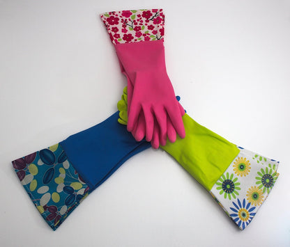 Reusable Waterproof Household Latex Cleaning Gloves, Long Cuff, Kitchen Gloves. 16 inches Long - Pack of 3 (Medium)