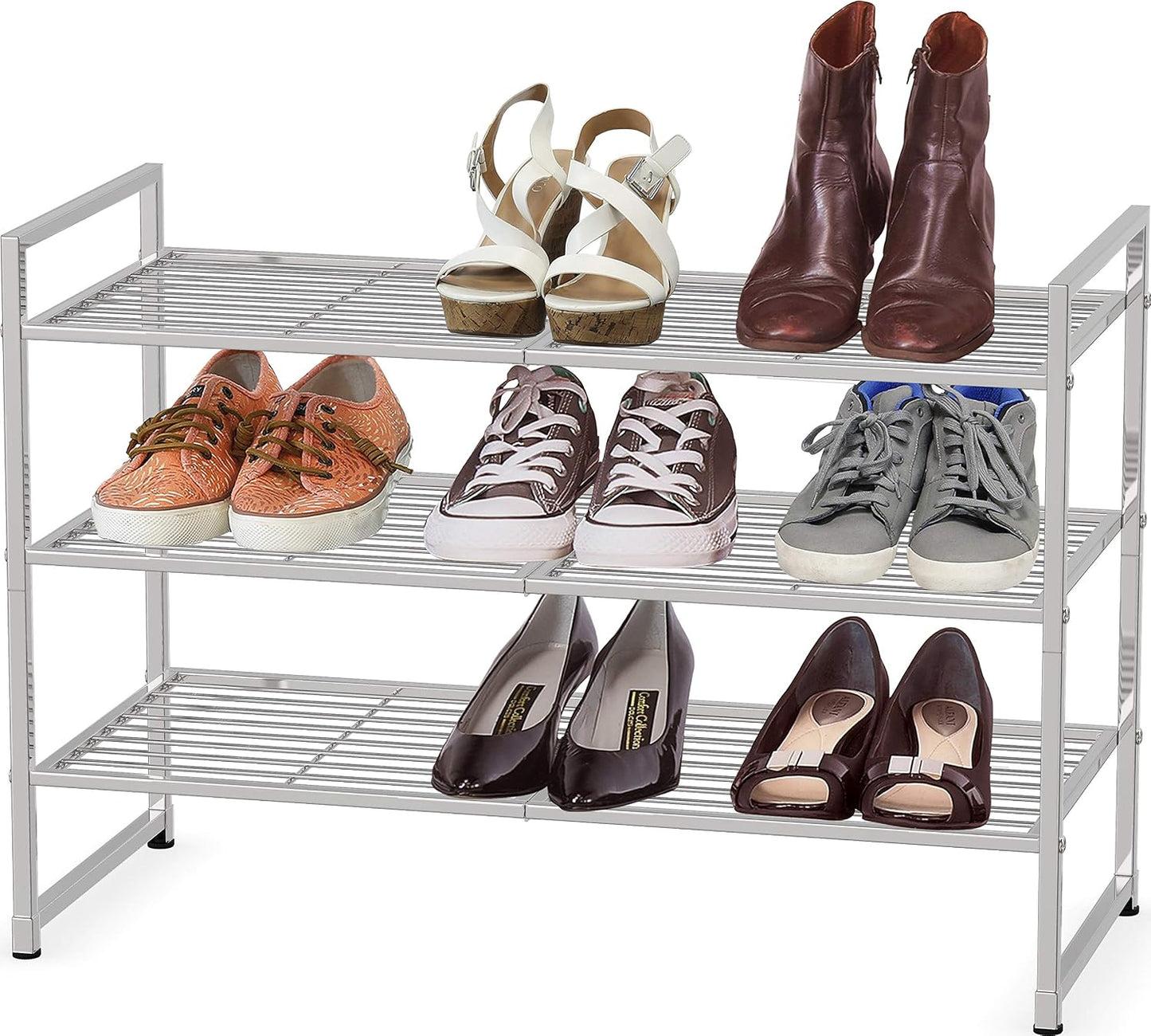 Simple Houseware 3-Tier Stackable Shoes Rack Storage Shelf, Black