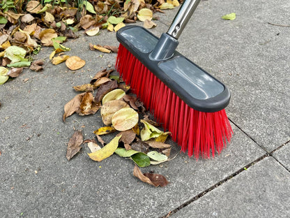 Fit for the Job Heavy Duty Outdoor Broom with Stiff Synthetic Bristles for Garden, Patio, Driveways, Concrete, Paving, Decking and Tarmac with Durable 4-Part Aluminium Handle - Ideal for Wet Debris