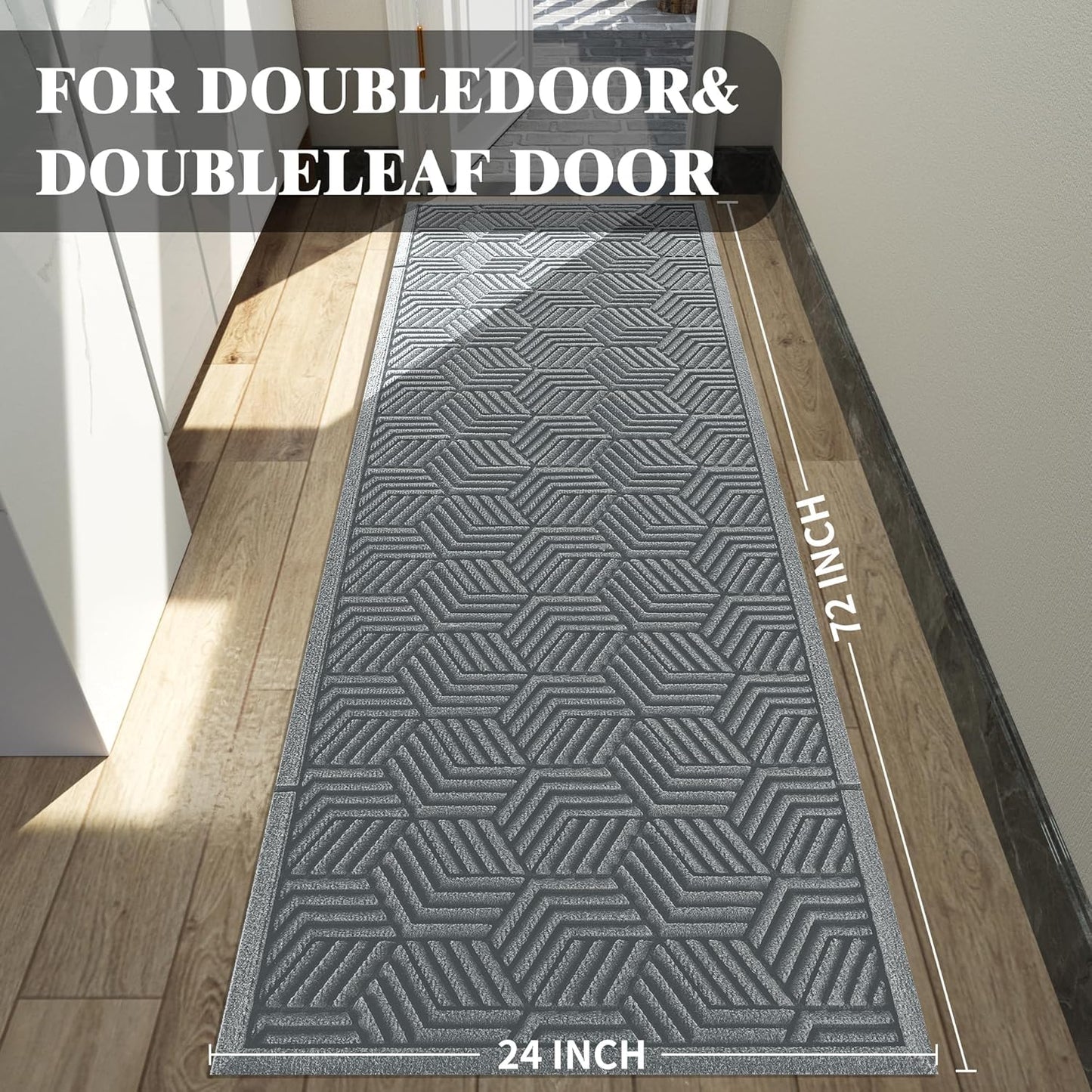 Yimobra Front Door Mat, All-Season Waterproof Outdoor Mat for Entrance with Drainage Holes, Heavy Duty Non-Slip Doormat for Garage Patio Entryway Indoor, 29.5x17, Red