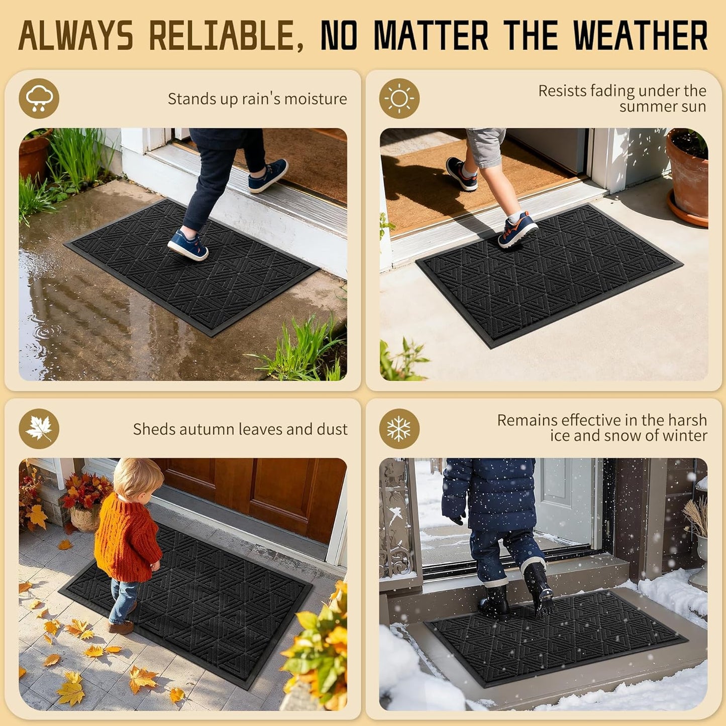 Yimobra Front Door Mat Outside Entrance 29.5x17, Waterproof Heavy Duty Outdoor Mats for Front Door, Non Slip Rubber Entry Mat for Garage Patio Indoor, Grey