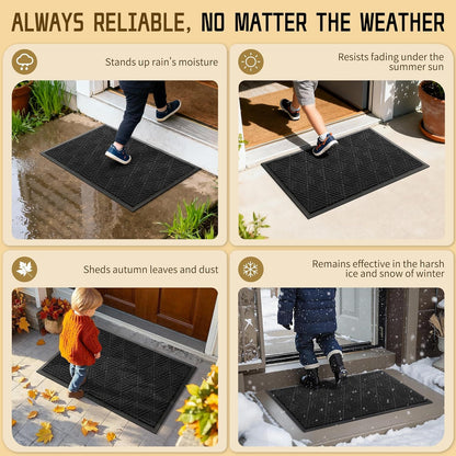Yimobra Front Door Mat Outside Entrance 29.5x17, Waterproof Heavy Duty Outdoor Mats for Front Door, Non Slip Rubber Entry Mat for Garage Patio Indoor, Grey