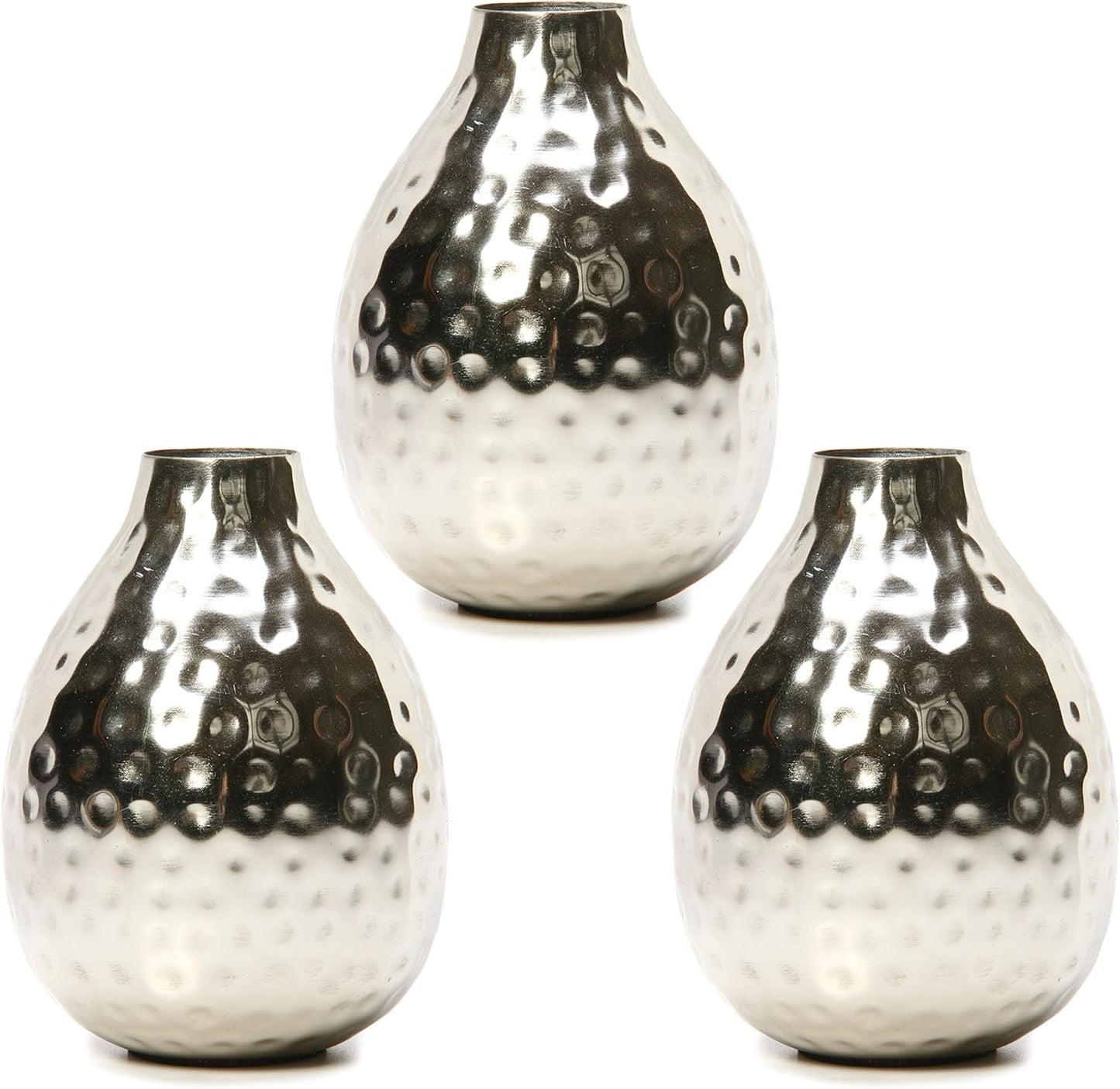 Hosley Small Cream Metal Tote Vase – Set of 4, 4.5" Long Decorative Mini Vases for Dried Floral Arrangements, Coffee Tables, Side Tables & Home Décor Accents