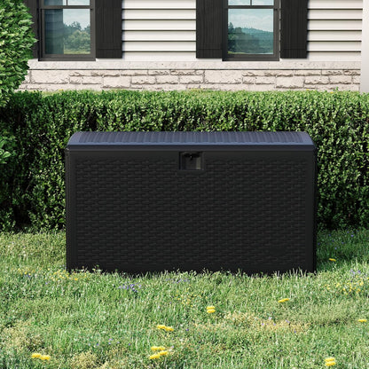 Garvee 73 Gallon Waterproof Large Resin Deck Box Indoor Outdoor, Lockable Storage Container for Patio Furniture Tools, Waterproof Deck Box Patio Storage Bin for Pool Garden, Black