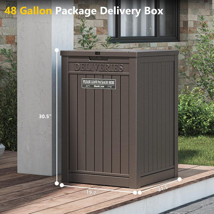 LHBGO Package Delivery Box for Outside, 48 Gallon Storage with Lockable Secure, Large Double Wall Resin Outdoor Package Delivery Waterproof Deck