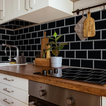 WALPLUS 20 Sheets Peel and Stick Kitchen Backsplash Tile Stickers Self Adhesive Stick on Subway Tile 12" x 6" Bathroom Splashback Water Heat Resistant 3D Wall Tiles Pure White Gray