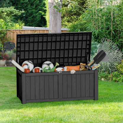 200 Gallon Deck Boxes Outdoor Waterproof, Outdoor Storage Box with Lockable Lid & UV-Resistant for Patio Furniture, Outdoor Cushions, Garden Tools and Pool Supplies, Light Brown