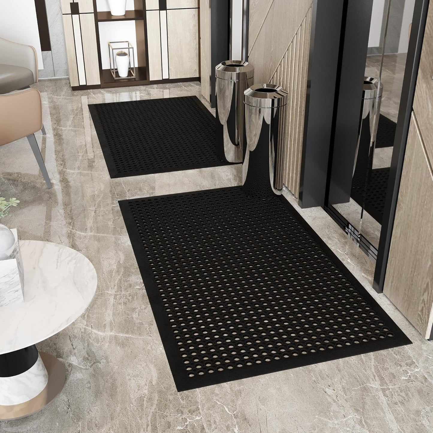 Ottomanson Waterproof Rubber Outdoor Doormat – Heavy-Duty Non-Slip Rubber Floor Mat with Ridge Scraper Pattern, All-Weather Front Door Entry Mat for Mud & Dirt Control – 18" x 30", Black