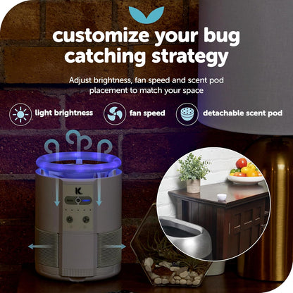 The Original Katchy Indoor Insect Trap - Fan Powered with UV Light - Fruit Fly Traps for Indoors - for Fruit Flies, Gnats, Mosquitoes, Moths (Black)