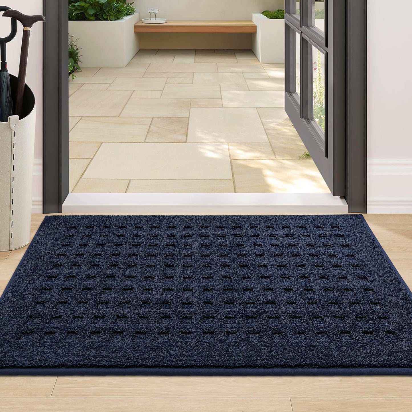 BEQHAUSE Dirt Trapper Door Mats 20"x32", Non-Slip Waffle Doormat Indoor Entrance Low-Profile, Dirt Resist and Absorbent Entryway Rugs Washable Inside Welcome Floor Mat for Front Back Door, Beige