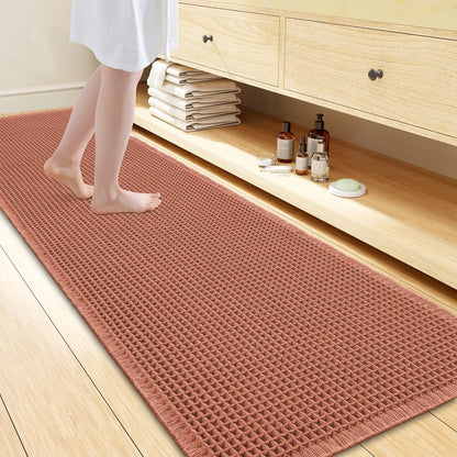 Smiry Waffle Bath Mat 30x20, Extra Soft Absorbent Bathroom Rugs, Non Slip Machine Washable Quick Dry Bath Rugs for Bathroom Floor, Tub, Shower, Home Decor Accessories, Brown