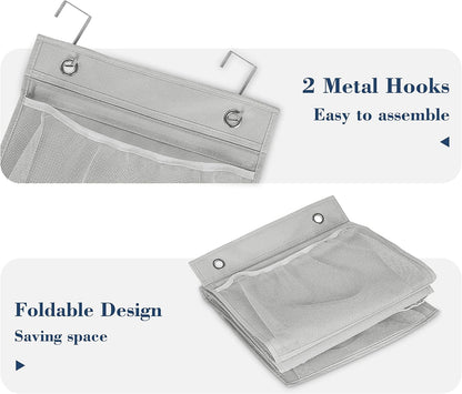 KEETDY Hanging Shelves Over the Door Organizer Storage for Closet with 5 Pockets Organizer for Bedroom Bathroom, 2 Pack（Grey）