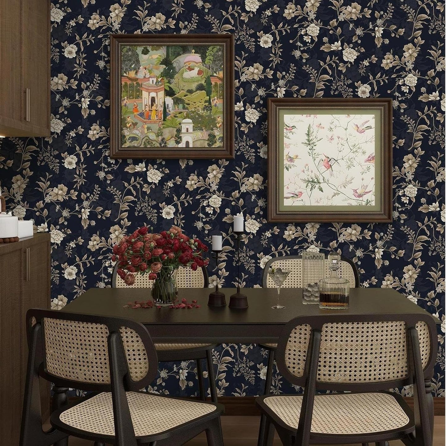 Dimoon 17.3" X 78.7" Peel and Stick Wallpaper Floral Contact Paper Boho Beige White Renter Friendly Natural Wall Paper Waterproof Removable Self Adhesive Wallpaper for Bedroom Livingroom Vinyl Roll