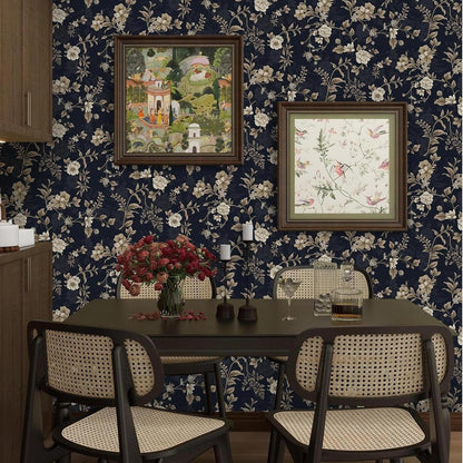 Dimoon 17.3" X 78.7" Peel and Stick Wallpaper Floral Contact Paper Boho Beige White Renter Friendly Natural Wall Paper Waterproof Removable Self Adhesive Wallpaper for Bedroom Livingroom Vinyl Roll