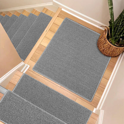 Brakki Bullnose Carpet Stair Treads, Non Slip Stair Treads for Wooden Steps Indoor, Stair Runner, Soft Stair Rugs, Edging Stair Protectors, Washable, 29.5"x9.5"x1.5" 14pcs, Beige