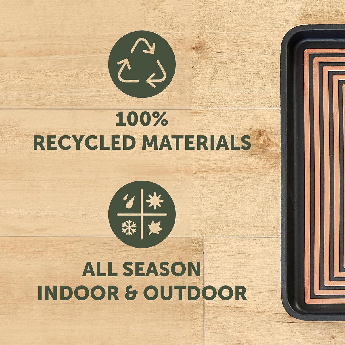 Eddie Bauer Rubber Boot Tray – Lake Waves Design, 16"x32", Black – Waterproof Entryway Boot Mat