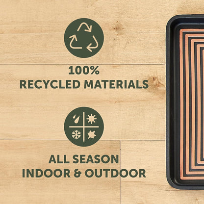 Eddie Bauer Rubber Boot Tray – Lake Waves Design, 16"x32", Black – Waterproof Entryway Boot Mat