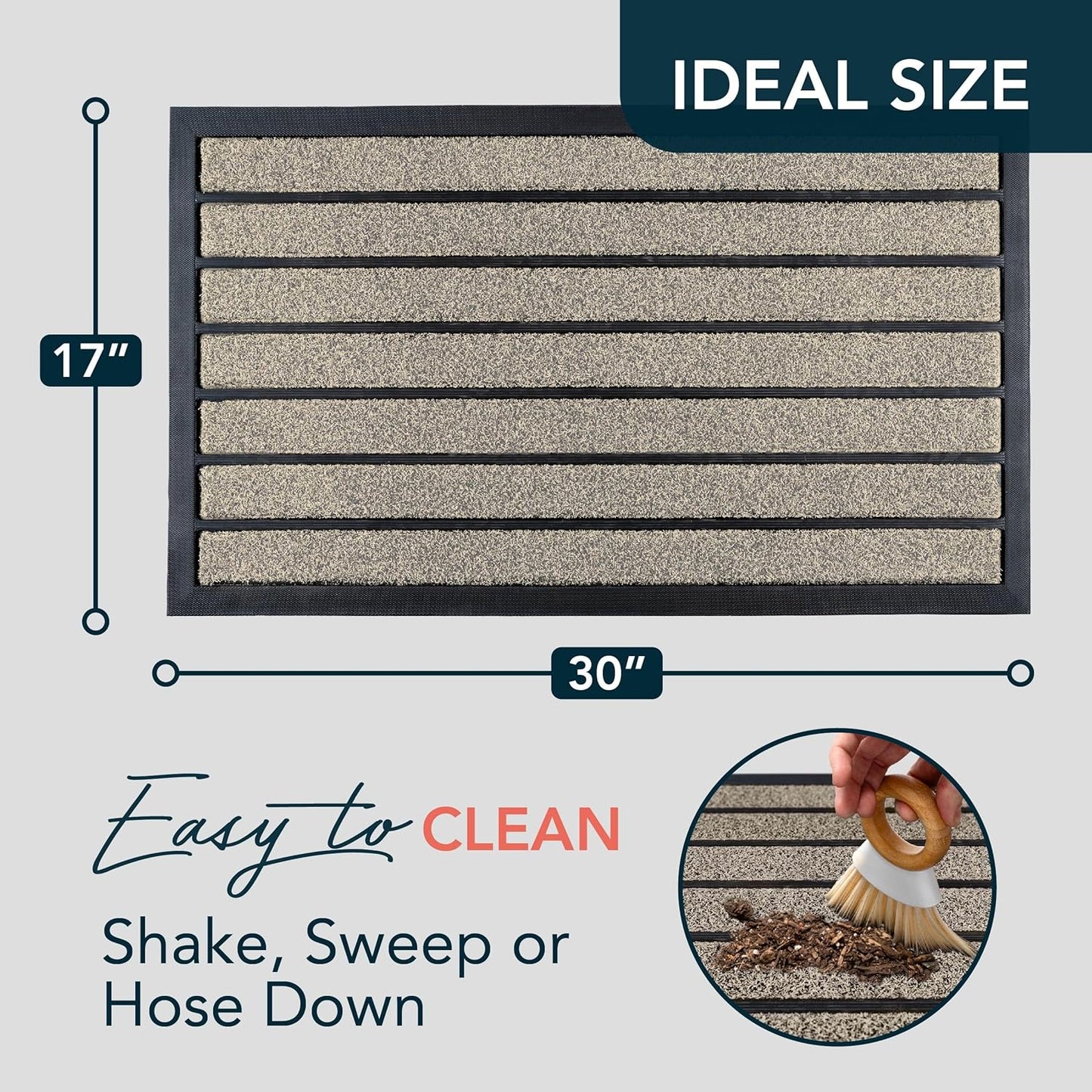 ubdyo Extra Durable Door Mat - Dirt Trapping Outdoor Welcome Mats - Non-Slip Outdoor Indoor Entrance - Low Profile Front Doormat (30" x 17", Bright Brown)