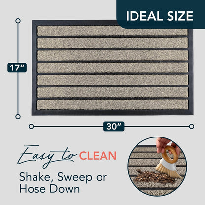 ubdyo Extra Durable Door Mat - Dirt Trapping Outdoor Welcome Mats - Non-Slip Outdoor Indoor Entrance - Low Profile Front Doormat (30" x 17", Bright Brown)