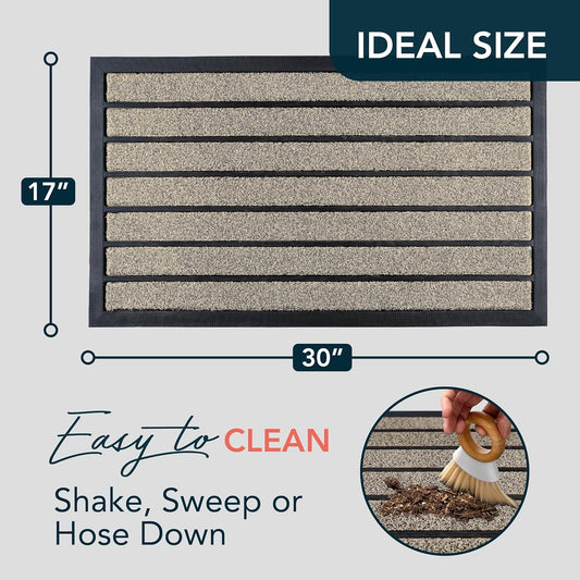 ubdyo Extra Durable Door Mat - Dirt Trapping Outdoor Welcome Mats - Non-Slip Outdoor Indoor Entrance - Low Profile Front Doormat (30" x 17", Bright Brown)