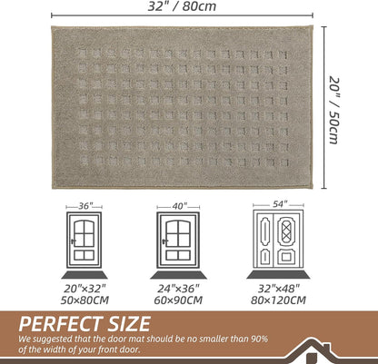BEQHAUSE Dirt Trapper Door Mats 20"x32", Non-Slip Waffle Doormat Indoor Entrance Low-Profile, Dirt Resist and Absorbent Entryway Rugs Washable Inside Welcome Floor Mat for Front Back Door, Beige