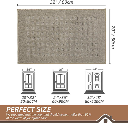BEQHAUSE Dirt Trapper Door Mats 20"x32", Non-Slip Waffle Doormat Indoor Entrance Low-Profile, Dirt Resist and Absorbent Entryway Rugs Washable Inside Welcome Floor Mat for Front Back Door, Beige