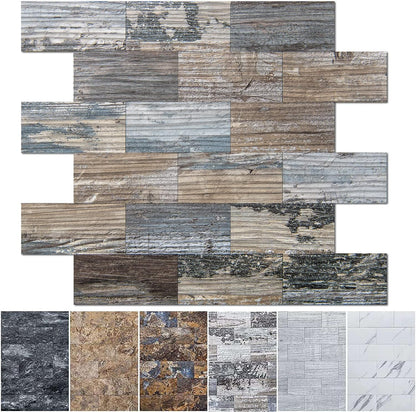 Art3d 10-Pack Peel and Stick Wall Tile for Backsplash, Stick on Stone Tile for Kitchen Bathroom Fireplace Vanitity in Stone Beige