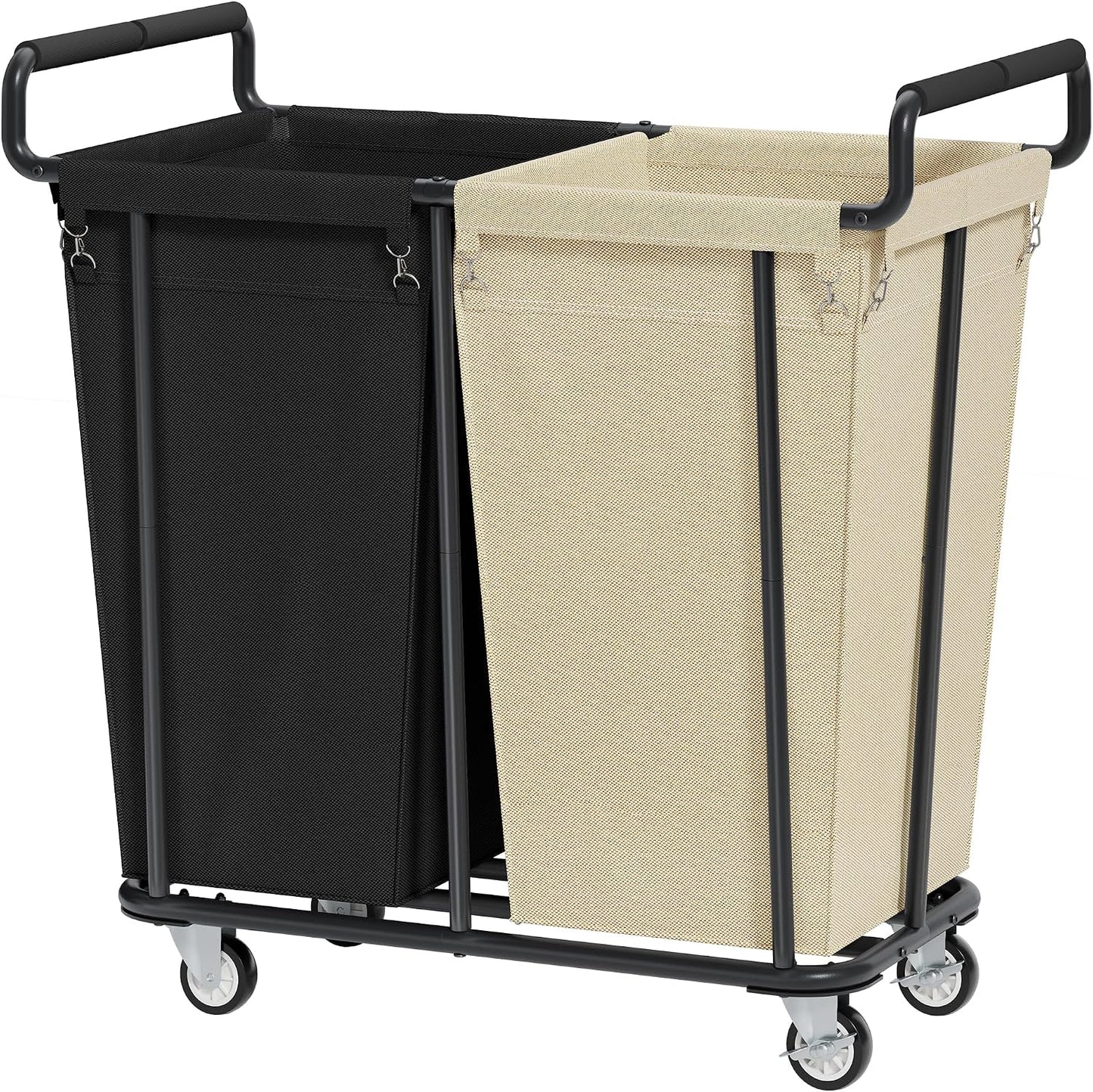 Gewudraw Large laundry hamper with Wheels, 3 Bag Big Rolling Laundry Hamper Sorter Cart, Extra Large Laundry Clothes Hamper, Heavy Duty Laundry Basket Organizer for Laundry Room,Bathroom,Black