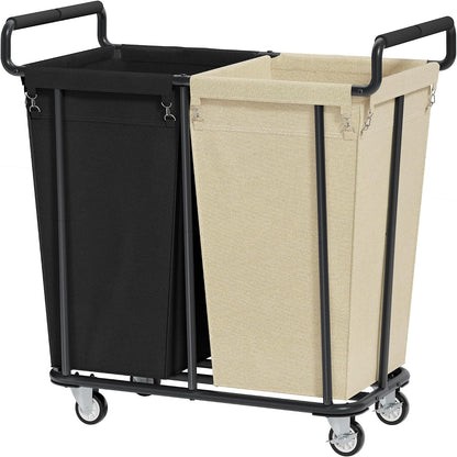 Gewudraw Large laundry hamper with Wheels, 3 Bag Big Rolling Laundry Hamper Sorter Cart, Extra Large Laundry Clothes Hamper, Heavy Duty Laundry Basket Organizer for Laundry Room,Bathroom,Black