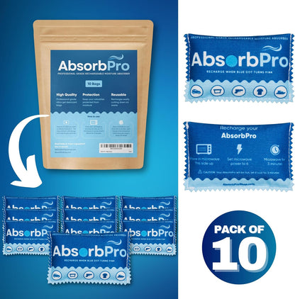 Rechargeable Dehumidifier Bag 5-Pack - 100g Reusable Moisture Absorbers - Silica Gel Packets for Bins, Totes, Gun Safe, Food Storage, Clothes, Cars, and Boats