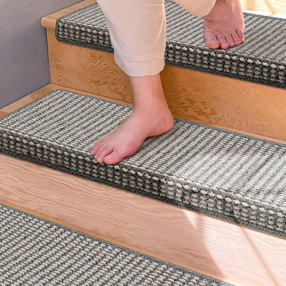 Brakki Bullnose Carpet Stair Treads, Non Slip Stair Treads for Wooden Steps Indoor, Stair Runner, Soft Stair Rugs, Edging Stair Protectors, Washable, 29.5"x9.5"x1.5" 14pcs, Beige