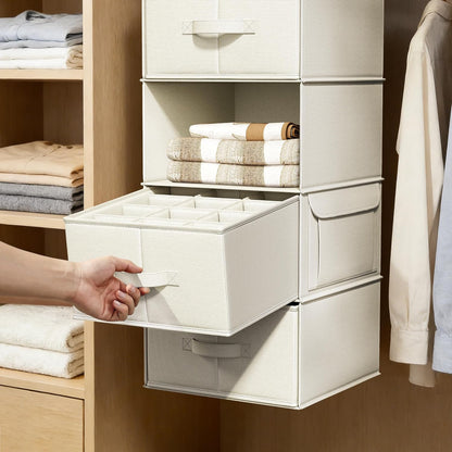 Vailando 6-Shelf Hanging Closet Organizer with 3 Drawers, 2 Separable 3-Shelf Closet Organizers and Storage for Wardrobe Organization, Hanging Dresser for Nursury & Dorm Clothes Organizer