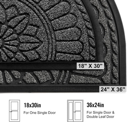 Mibao Front Door Mat Indoor Outdoor Entrance, Semicircular Entrance Mat, Half Round Waterproo Non-Slip Durable Rubber Door Mats, Low Profile Heavy Duty Doormat for Garage, Patio, 30" x 18", Yellow