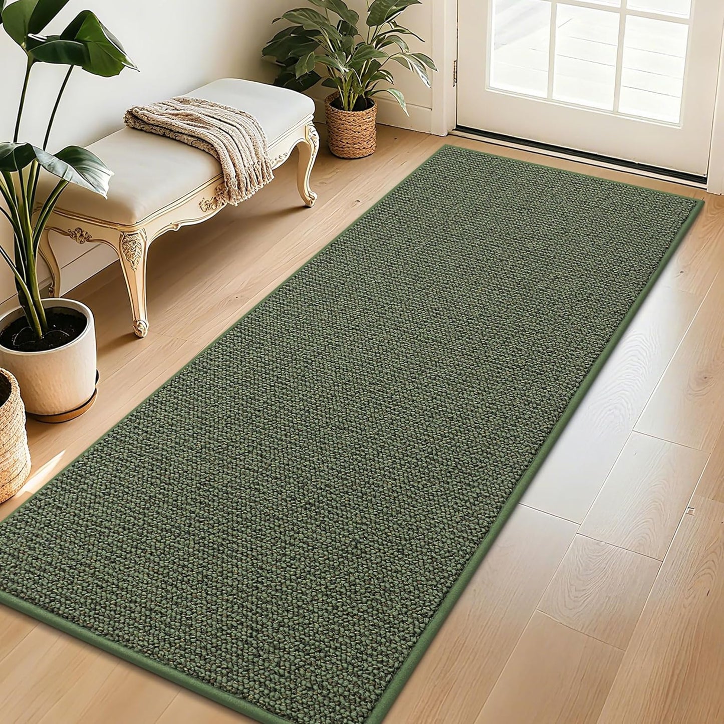 BEQHAUSE Dirt Trapper Door Mat 20" x 32", Non-Slip Washable Doormats Entrance Mat, Dirt Resistant and Absorbent Welcome Mat, Low Profile Floor Mats for Front Back Door and Entryway, Beige