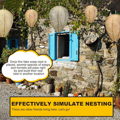 Qualirey 12 Pcs Paper Wasp Nest Hanging Decoy for Tree, Front Back Porch, Back Deck, Outdoor Home Garden, Fake Hornet Nest Waterproof Wasp Trays Repellent